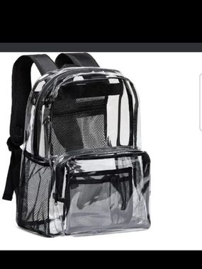 Clear Backpack with Black Trim for Men - Transparent Everyday Pack